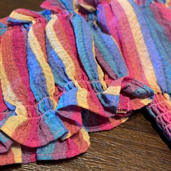 Superdown blue/pink striped off the shoulder top - Picture 5 of 9